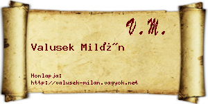 Valusek Milán névjegykártya